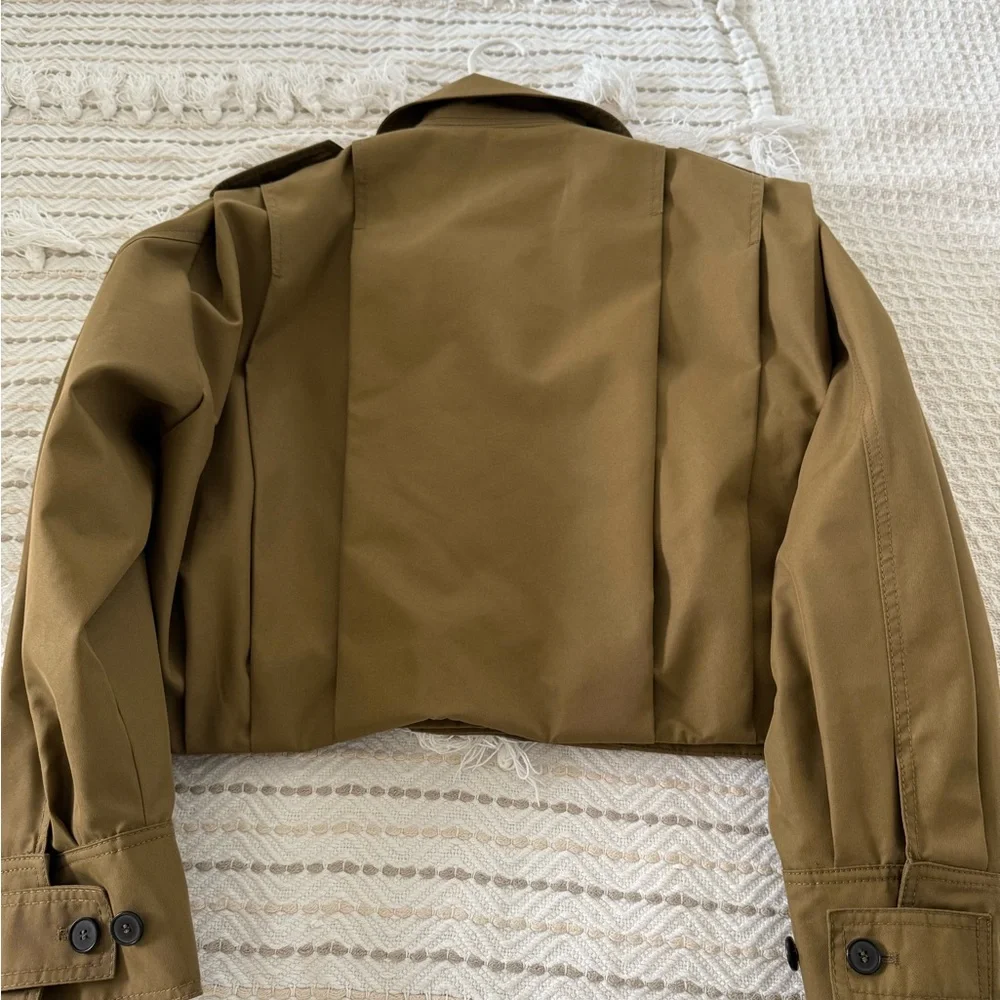 Zara Women's cotton oversized short trench in Tan SZ M( 46”B) NWT - Picture 8 of 11